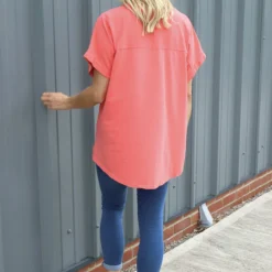 Jana Crochet Detail Cotton Top Coral -Kitandkaboodal Store IMG 1814 f989bb4c d296 4f4f a5a0 7cf7daa2fd36