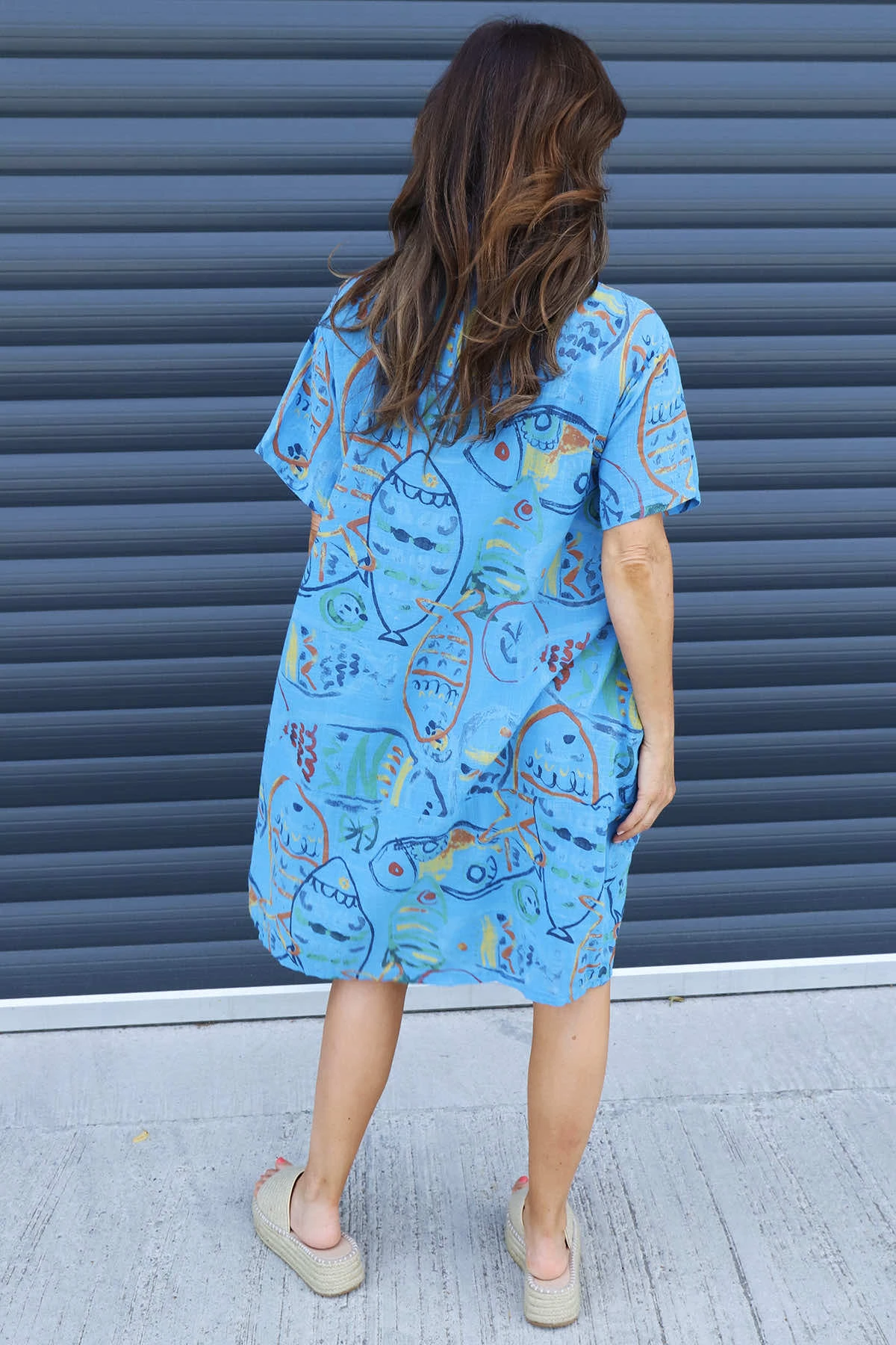 Naida Print Button Tunic Kingfisher 6 Naida Print Button Tunic Kingfisher - Image 4
