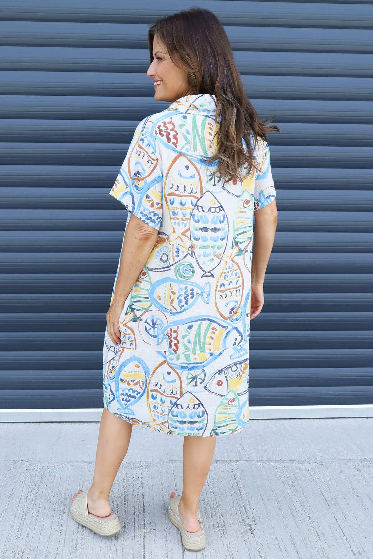 Naida Print Button Tunic Stone 6 Naida Print Button Tunic Stone - Image 4