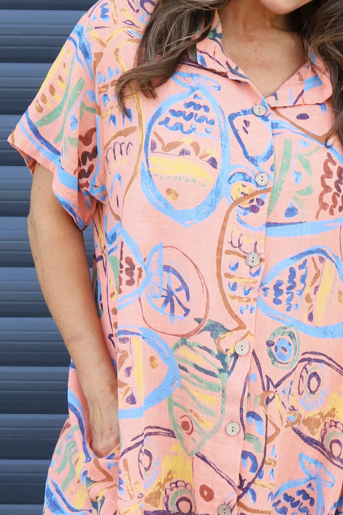 Naida Print Button Tunic Orange 5 Naida Print Button Tunic Orange - Image 3