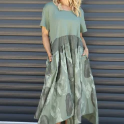 Hepworth Pebble Cotton Dress Khaki