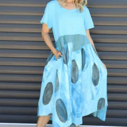 Hepworth Pebble Cotton Dress Kingfisher