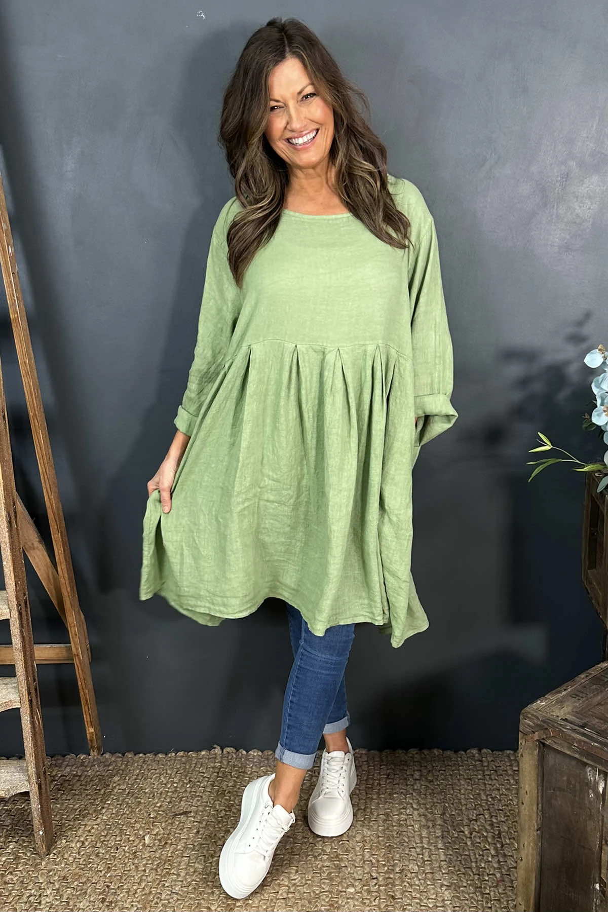 Zouch Linen Dress Green 4 Zouch Linen Dress Green - Image 2