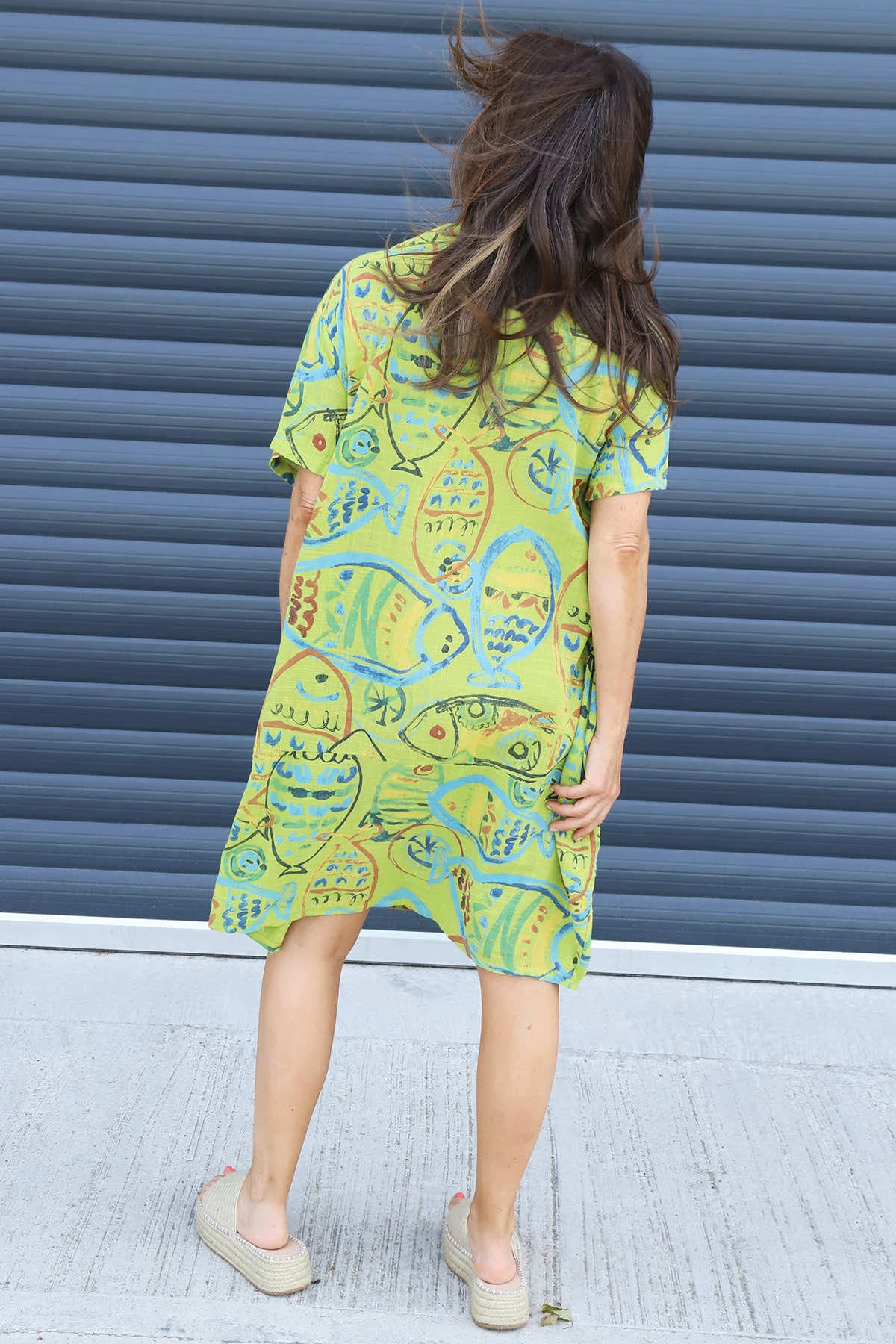 Naida Print Button Tunic Olive 6 Naida Print Button Tunic Olive - Image 4