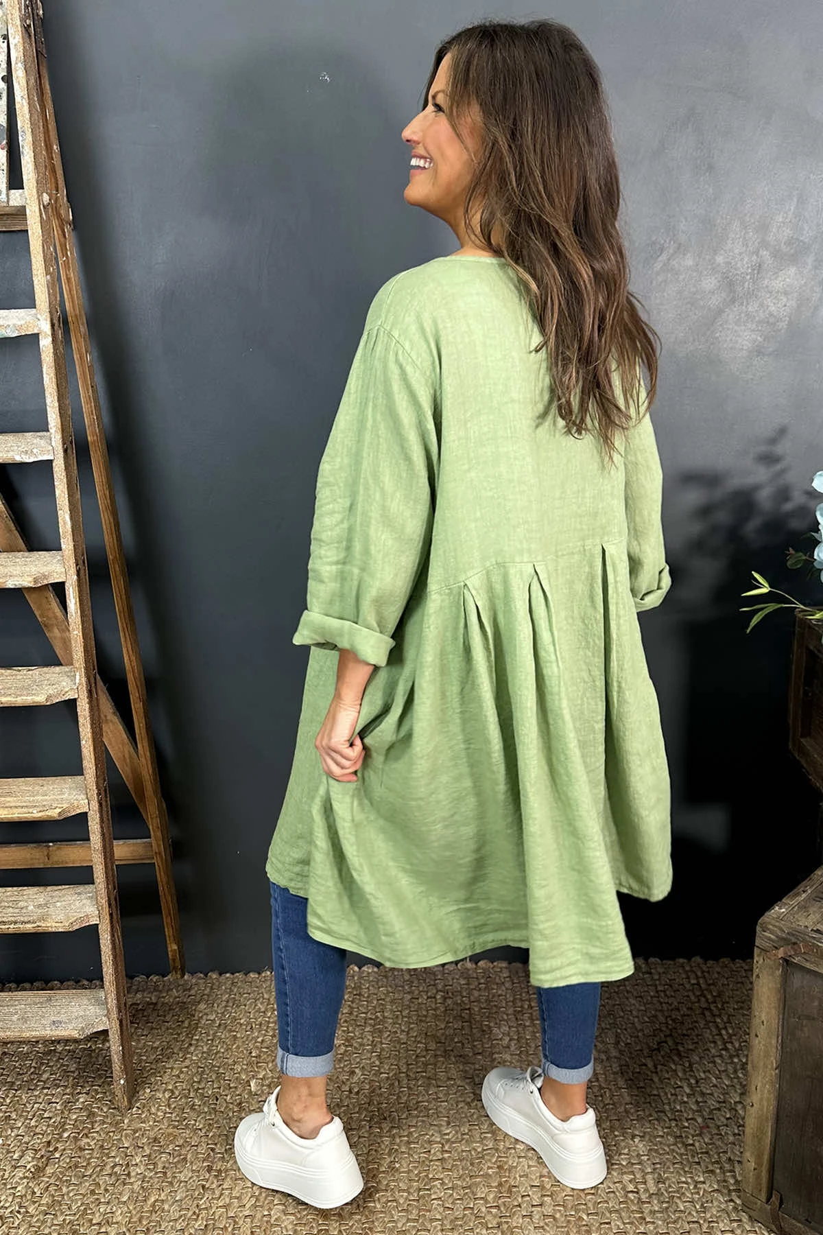 Zouch Linen Dress Green 6 Zouch Linen Dress Green - Image 4