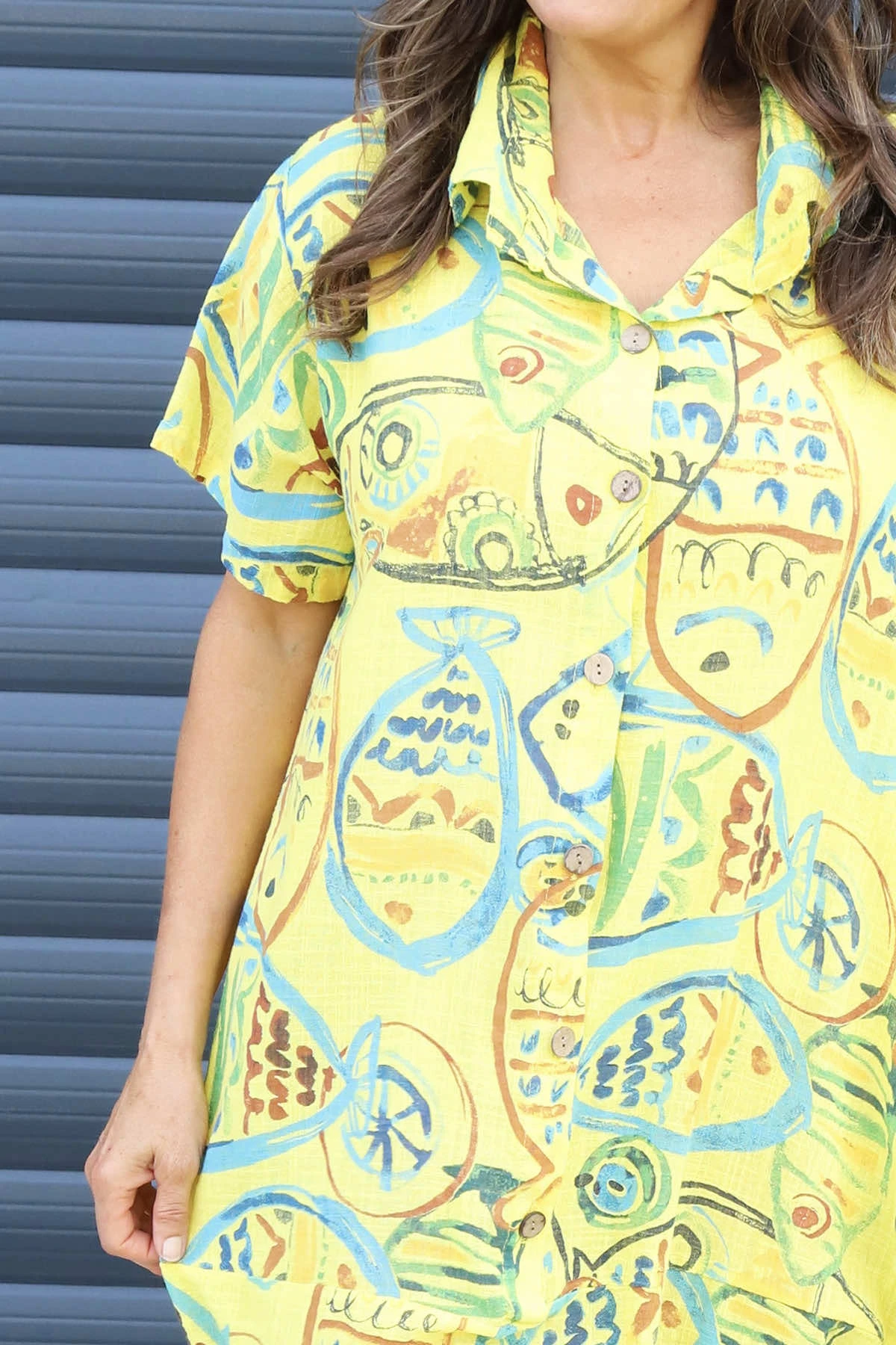 Naida Print Button Tunic Yellow 5 Naida Print Button Tunic Yellow - Image 3