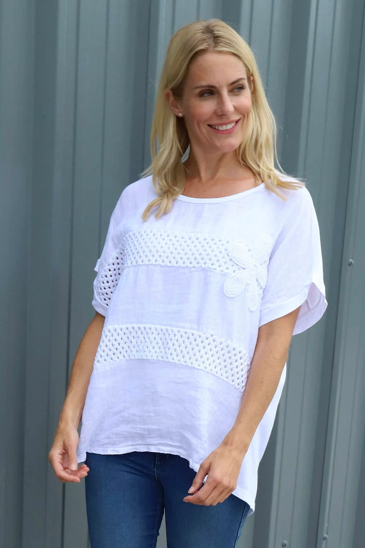 Jana Crochet Detail Cotton Top White 3 Jana Crochet Detail Cotton Top White