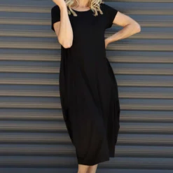 Sariah Short Sleeve Dress Black -Kitandkaboodal Store IMG 1903 19f75570 2ff9 4725 a887 998f472e863e