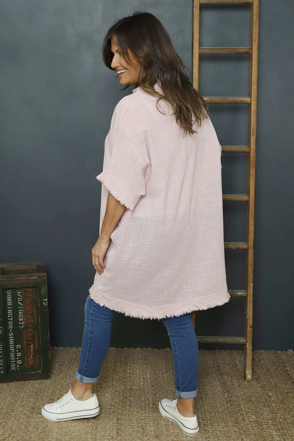 Coletta Button Cotton Top Pink 6 Coletta Button Cotton Top Pink - Image 4