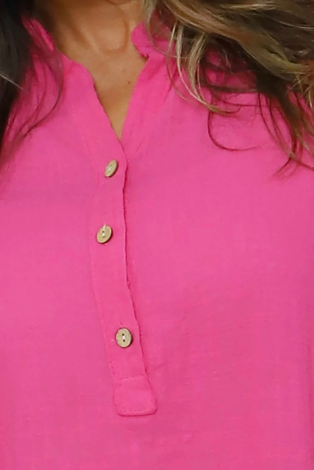 Coletta Button Cotton Top Fuchsia 5 Coletta Button Cotton Top Fuchsia - Image 3