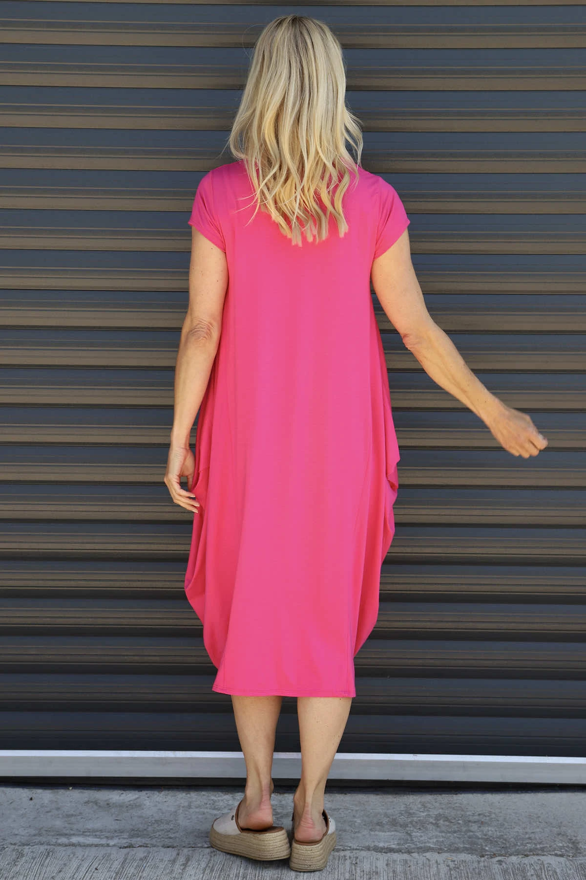 Sariah Short Sleeve Dress Fuchsia 6 Sariah Short Sleeve Dress Fuchsia - Image 4