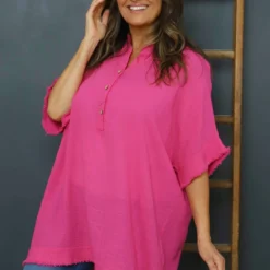 Coletta Button Cotton Top Fuchsia 7 Coletta Button Cotton Top Fuchsia -Kitandkaboodal Store IMG 1927 8fa960b5 bb23 453f 9208 7d5bade005ca