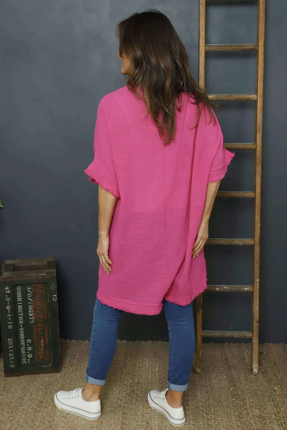 Coletta Button Cotton Top Fuchsia 6 Coletta Button Cotton Top Fuchsia - Image 4