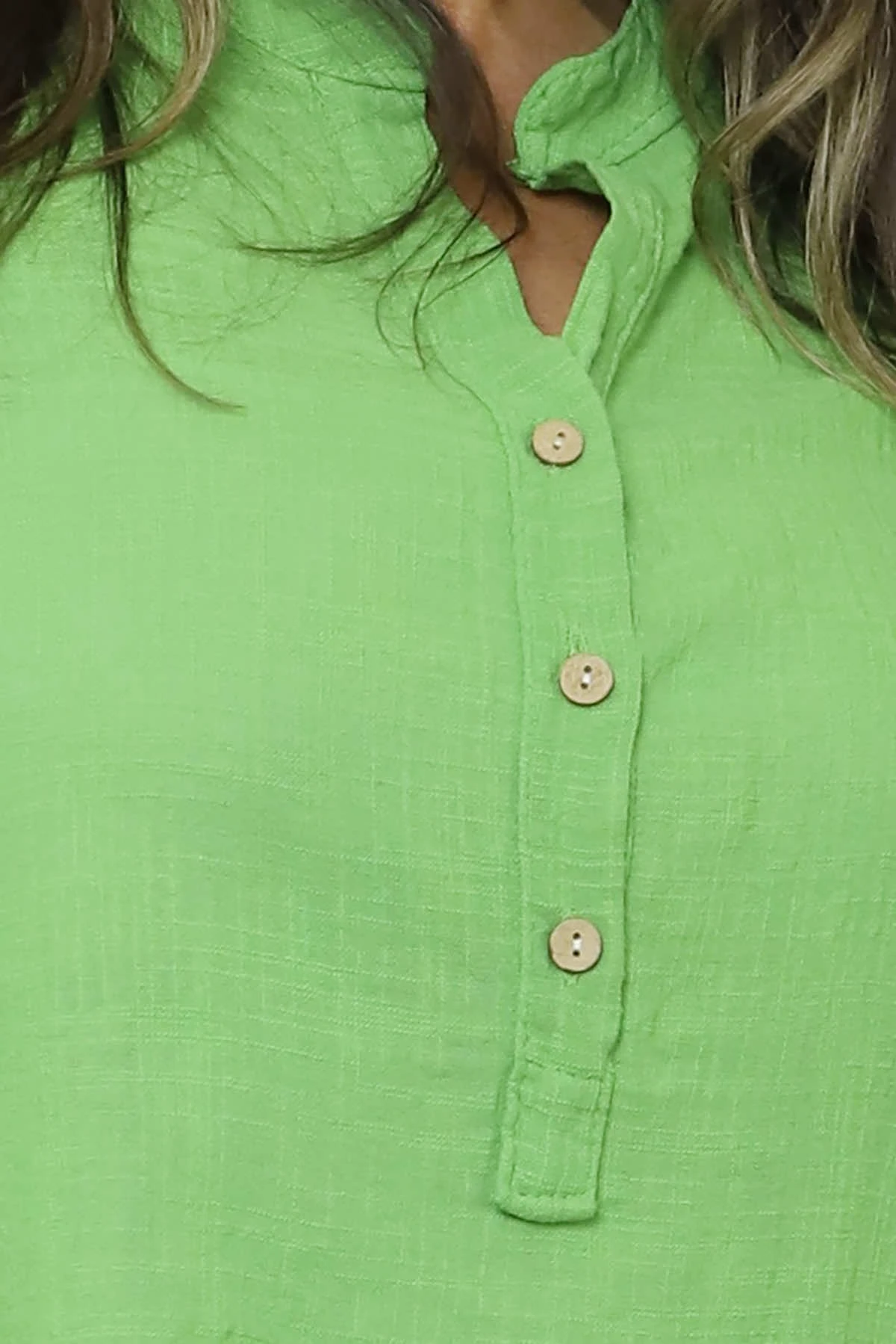 Coletta Button Cotton Top Green 5 Coletta Button Cotton Top Green - Image 3
