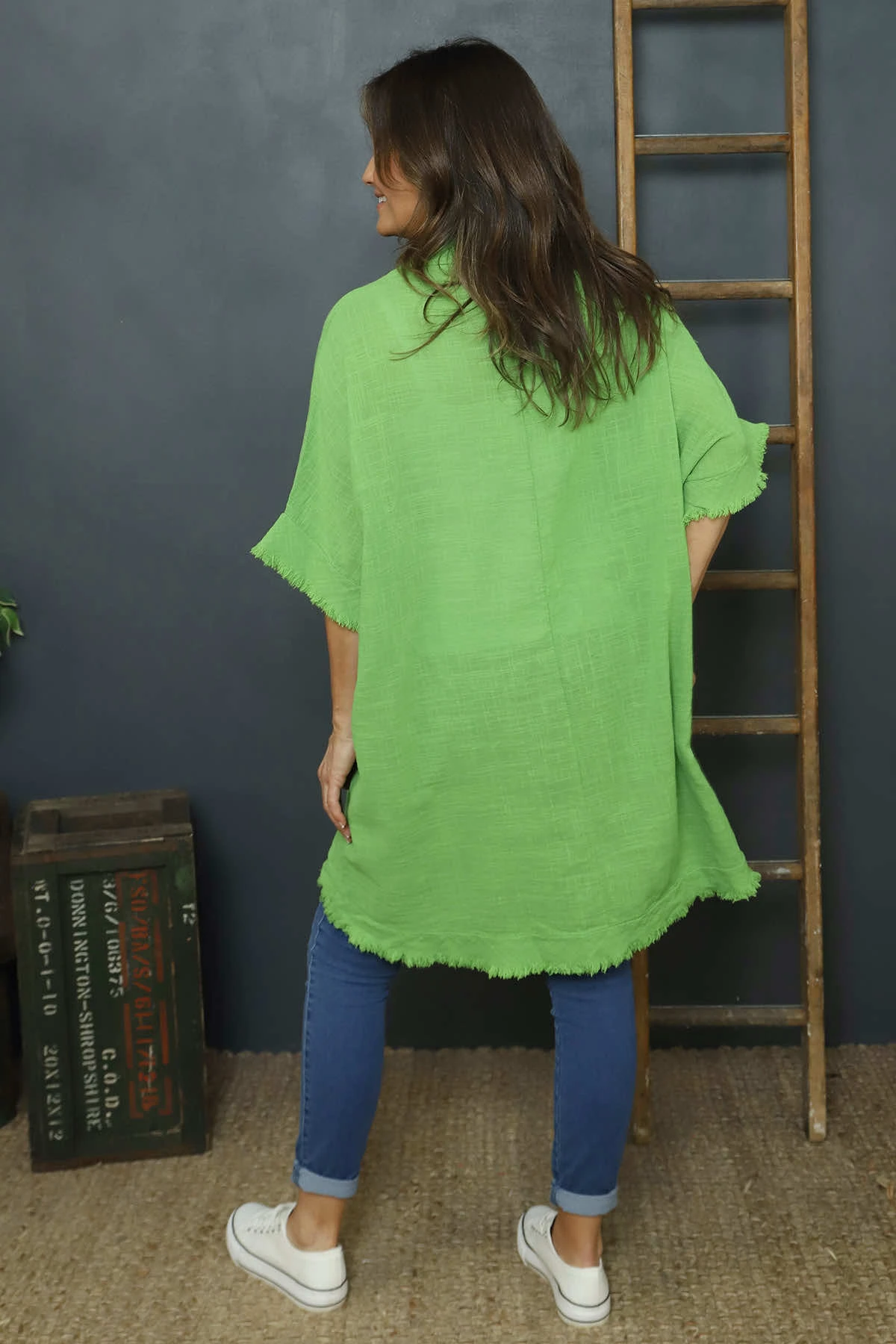 Coletta Button Cotton Top Green 6 Coletta Button Cotton Top Green - Image 4