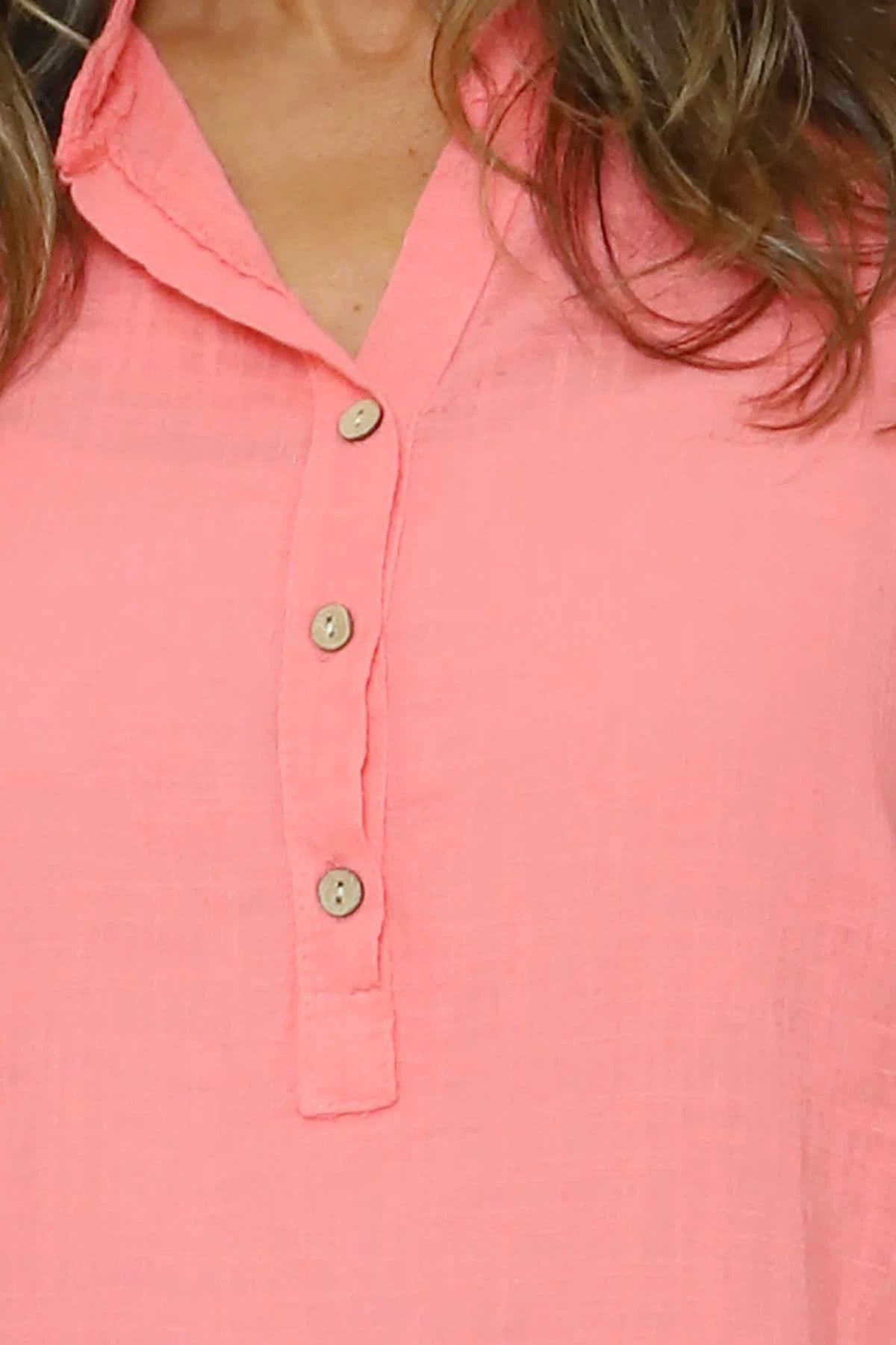 Coletta Button Cotton Top Coral 5 Coletta Button Cotton Top Coral - Image 3