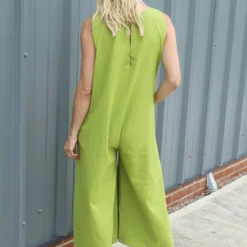 Lorina Sleeveless Linen Jumpsuit Olive -Kitandkaboodal Store IMG 1941 7777d6bc 0f11 479a ac46 866ef9b6c330