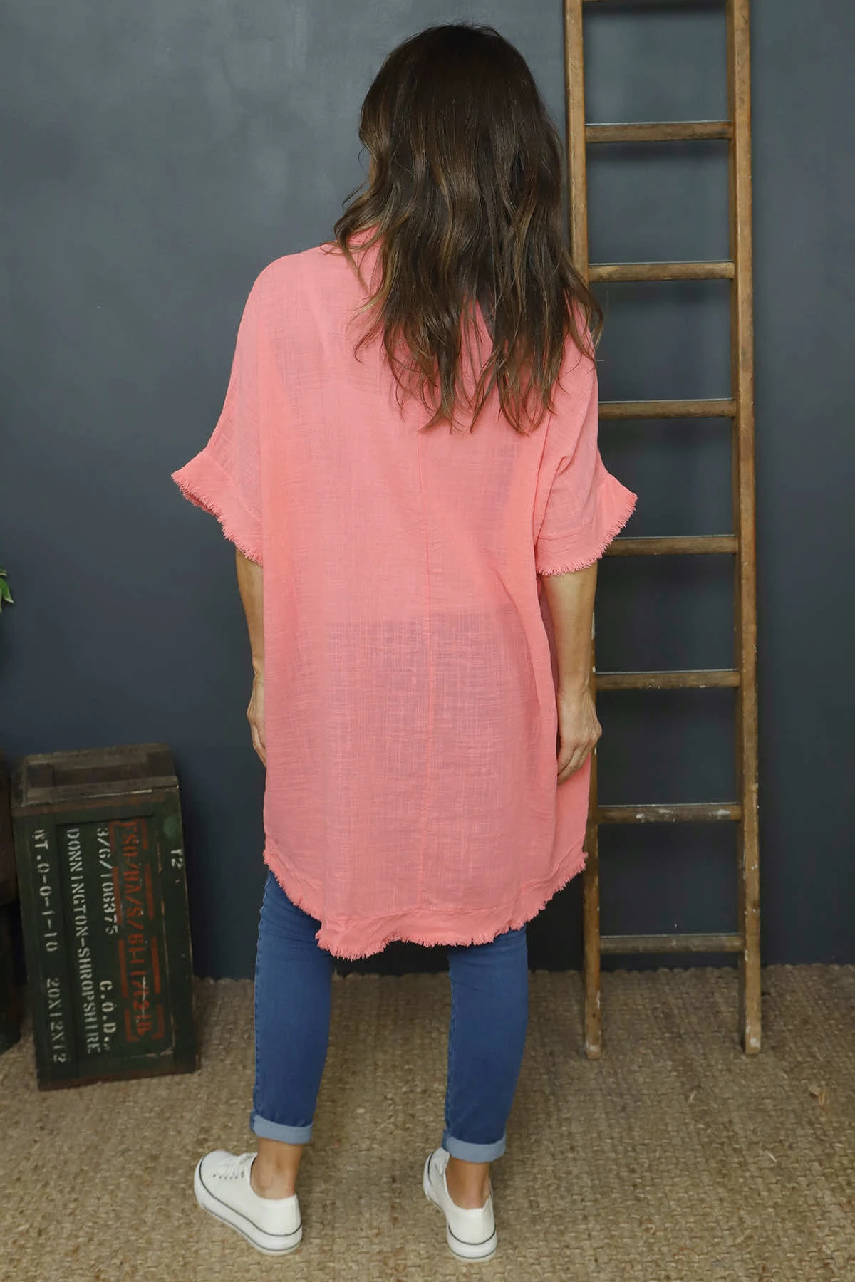 Coletta Button Cotton Top Coral 6 Coletta Button Cotton Top Coral - Image 4