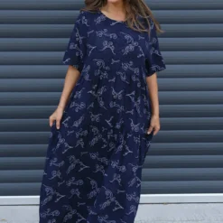 Norma Print Dress Navy