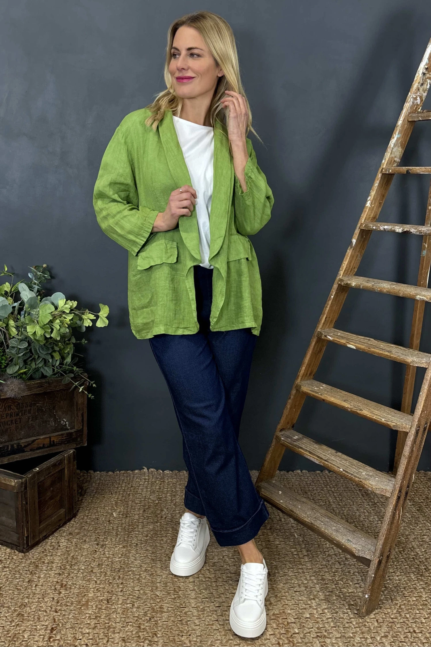 Becklyn Linen Jacket Olive 4 Becklyn Linen Jacket Olive - Image 2