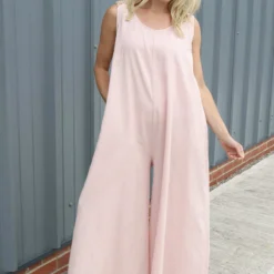 Lorina Sleeveless Linen Jumpsuit Pink
