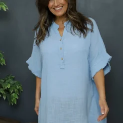 Coletta Button Cotton Top Light Blue -Kitandkaboodal Store IMG 1960 d0a58e4b f23c 4d63 9514 a2341e256f3f