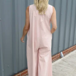 Lorina Sleeveless Linen Jumpsuit Pink -Kitandkaboodal Store IMG 1964 98f29f8e 20f2 4b1b 87b4 b16dfb651db3