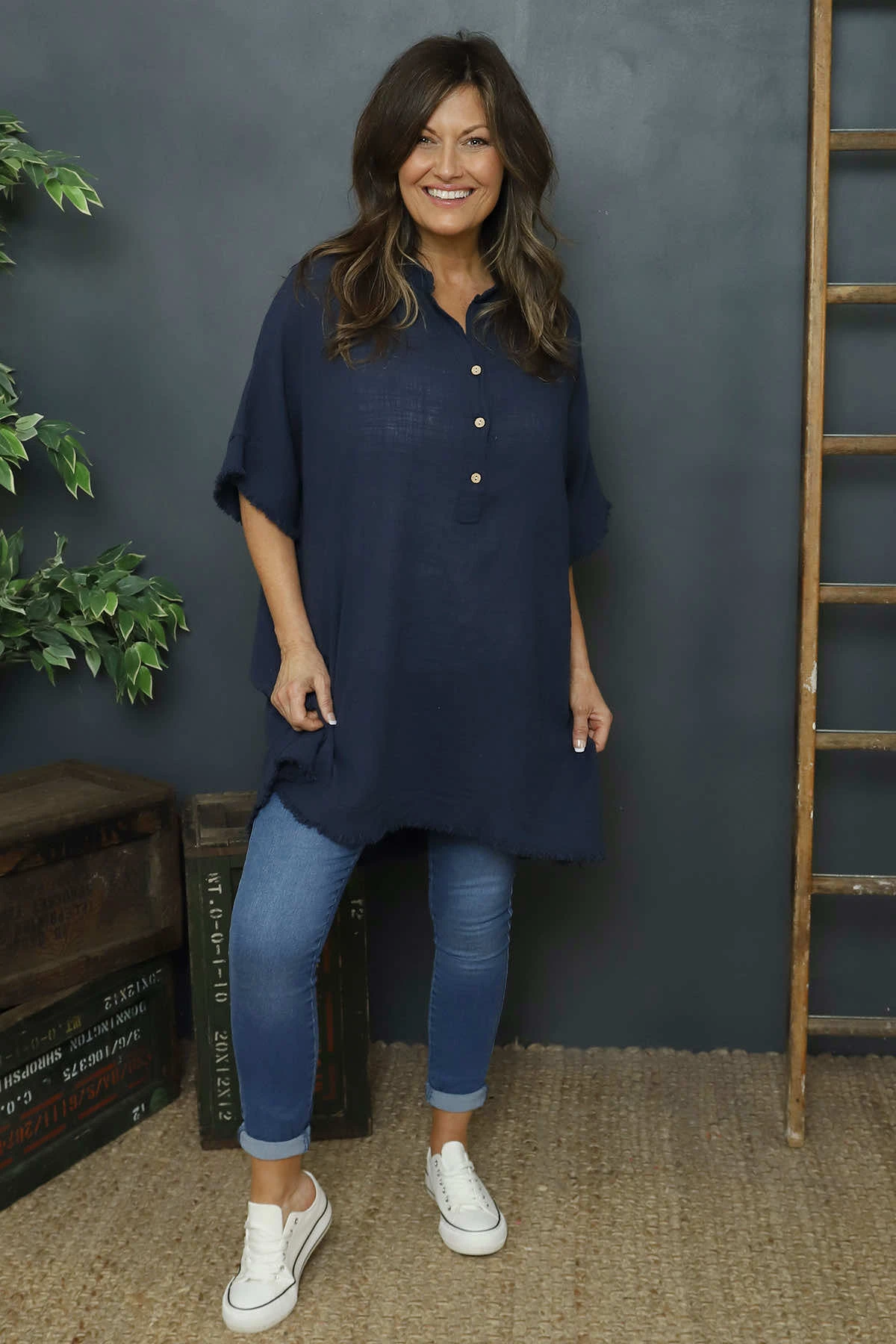 Coletta Button Cotton Top Navy 3 Coletta Button Cotton Top Navy