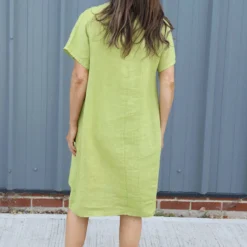 Alondra V-Neck Linen Dress Green 11 Alondra V-Neck Linen Dress Green -Kitandkaboodal Store IMG 1974 114dbc42 ec2c 4c58 a23f e8b66c35eea7