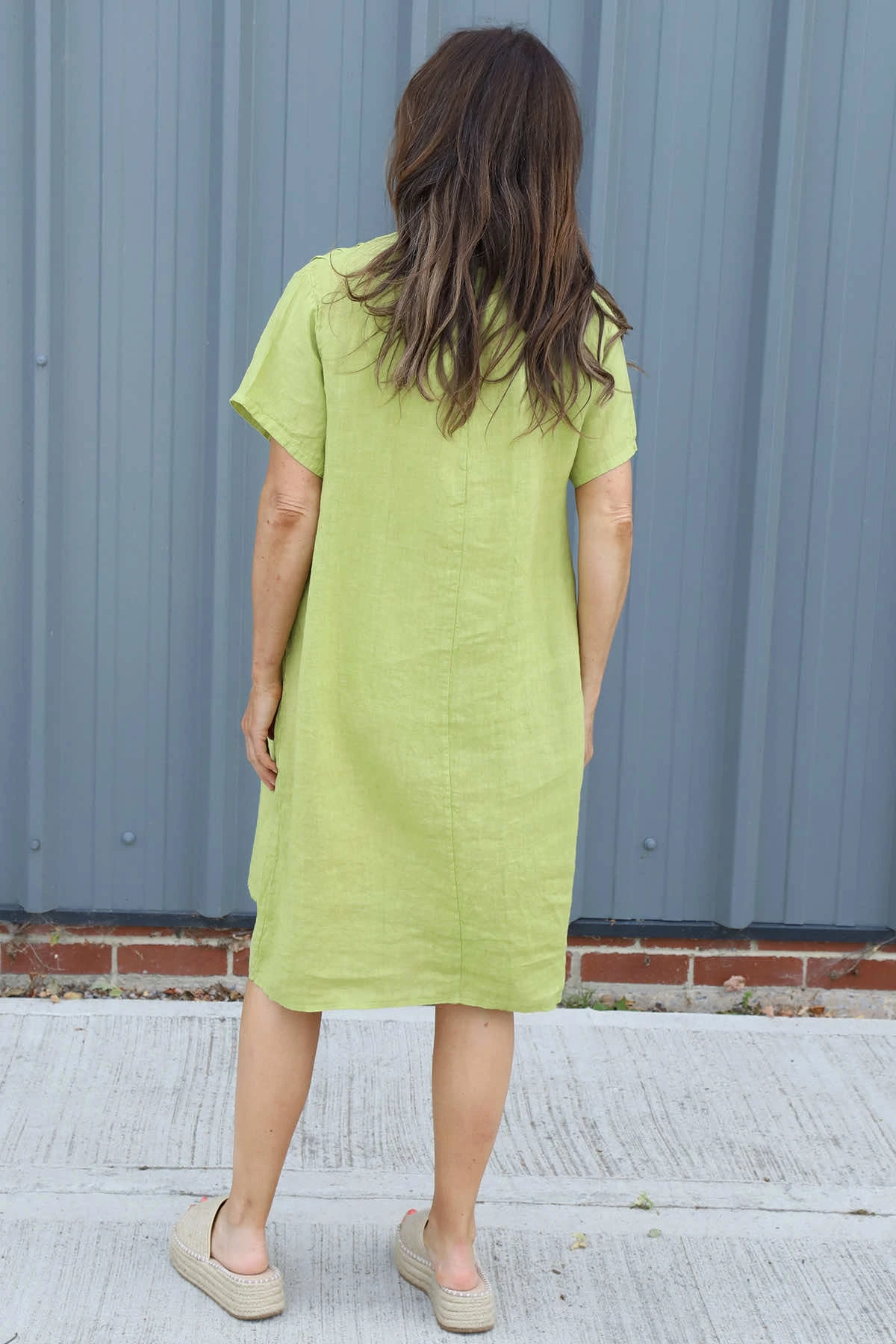 Alondra V-Neck Linen Dress Green 7 Alondra V-Neck Linen Dress Green - Image 5