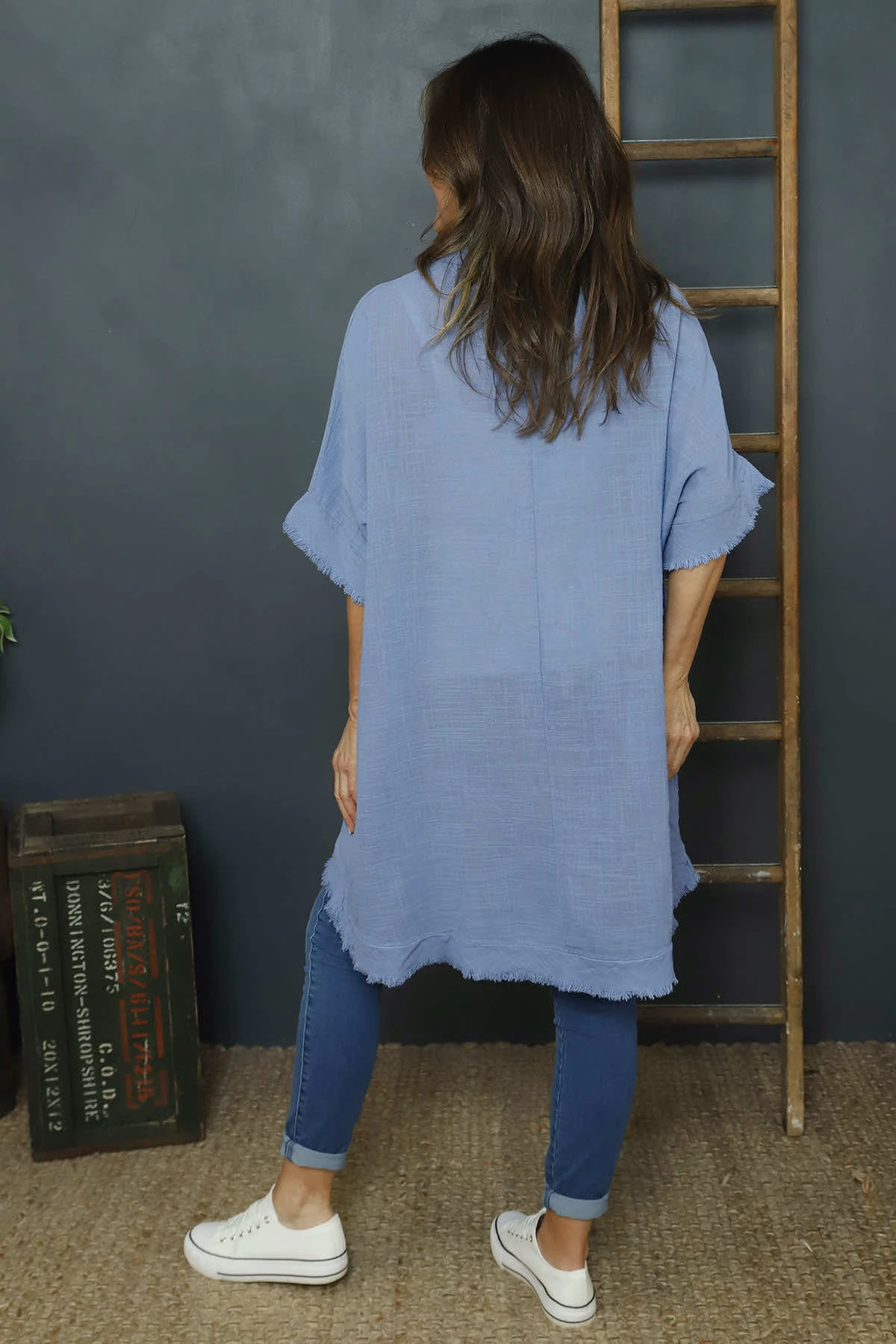 Coletta Button Cotton Top Blue 5 Coletta Button Cotton Top Blue - Image 3