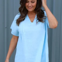 Alondra V-Neck Linen Dress Light Blue -Kitandkaboodal Store IMG 1983 c11cd5e3 703c 42ec 9a6a ae725c94f6a7