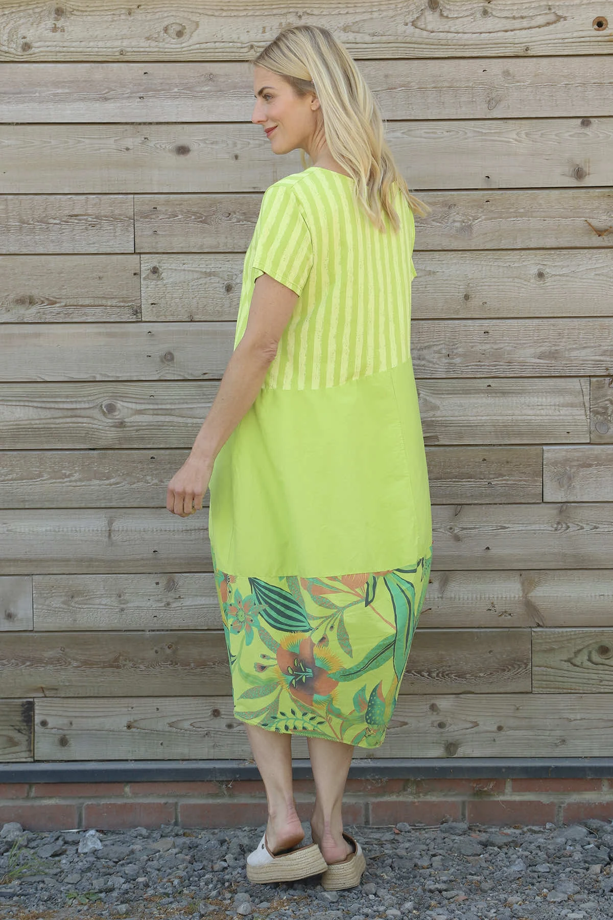 Ayah Print Cotton Dress Lime 6 Ayah Print Cotton Dress Lime - Image 4