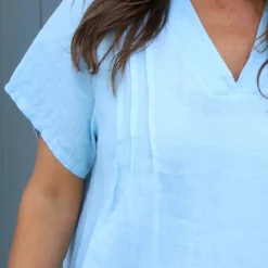 Alondra V-Neck Linen Dress Light Blue -Kitandkaboodal Store IMG 1991 6098900d f684 48a6 a253 d1a4fdee2993