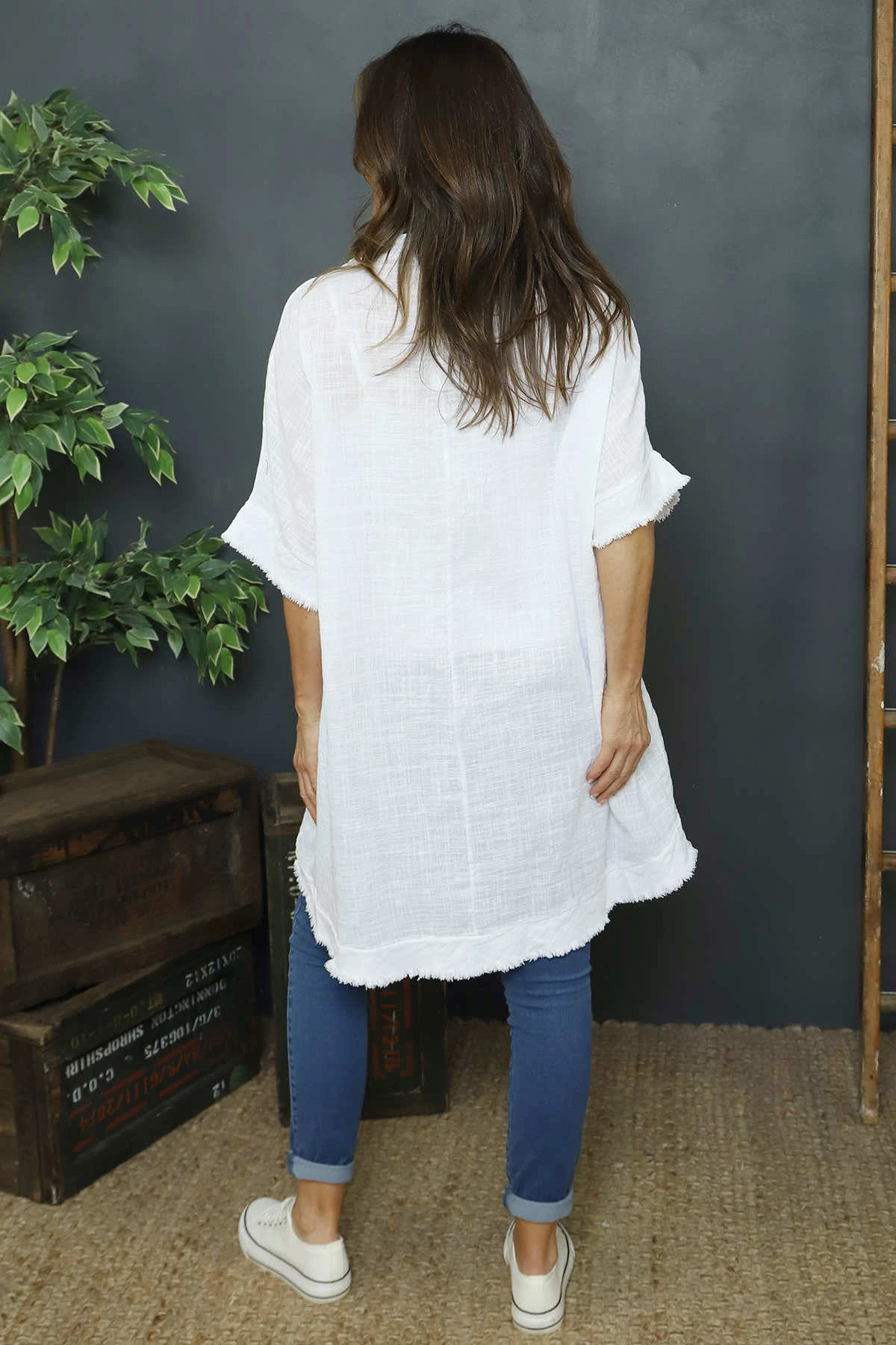 Coletta Button Cotton Top White 6 Coletta Button Cotton Top White - Image 4