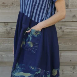 Ayah Print Cotton Dress Navy -Kitandkaboodal Store IMG 1998