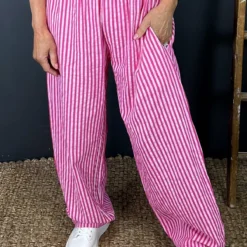 Nina Stripe Linen Trousers Fuchsia -Kitandkaboodal Store IMG 2006 0a43d433 2008 4ba7 9454 0df5bc1d1378