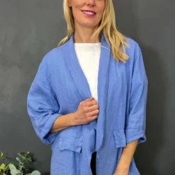 Becklyn Linen Jacket Powder Blue