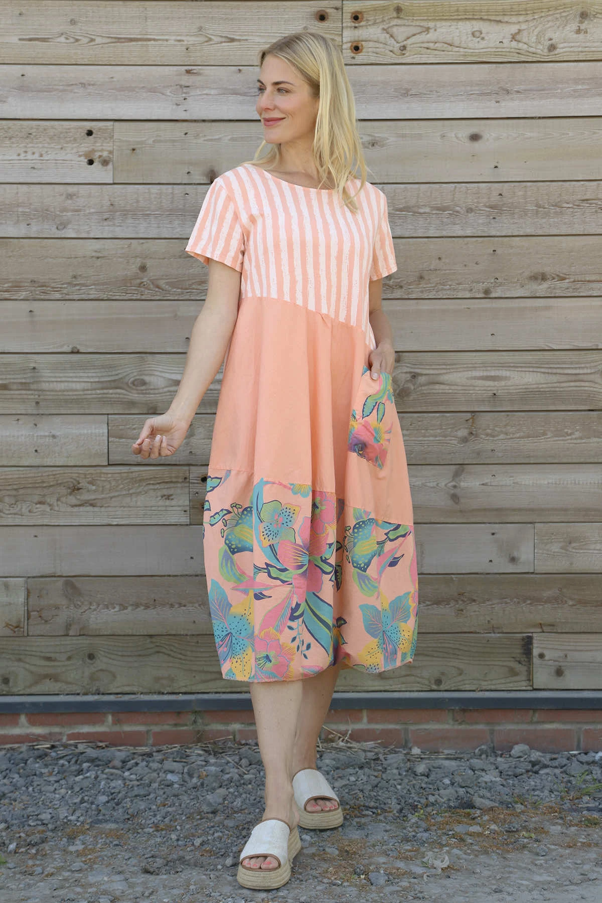 Ayah Print Cotton Dress Orange 3 Ayah Print Cotton Dress Orange