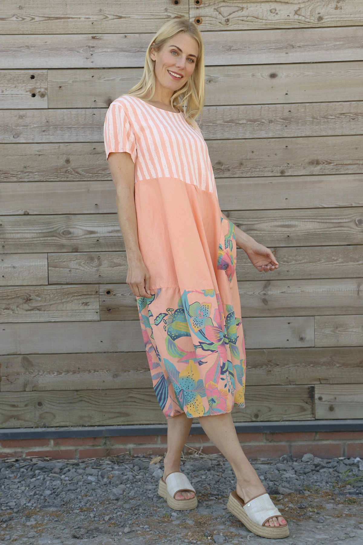 Ayah Print Cotton Dress Orange 4 Ayah Print Cotton Dress Orange - Image 2