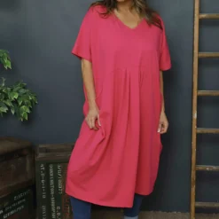 Fenella Cotton Dress Fuchsia
