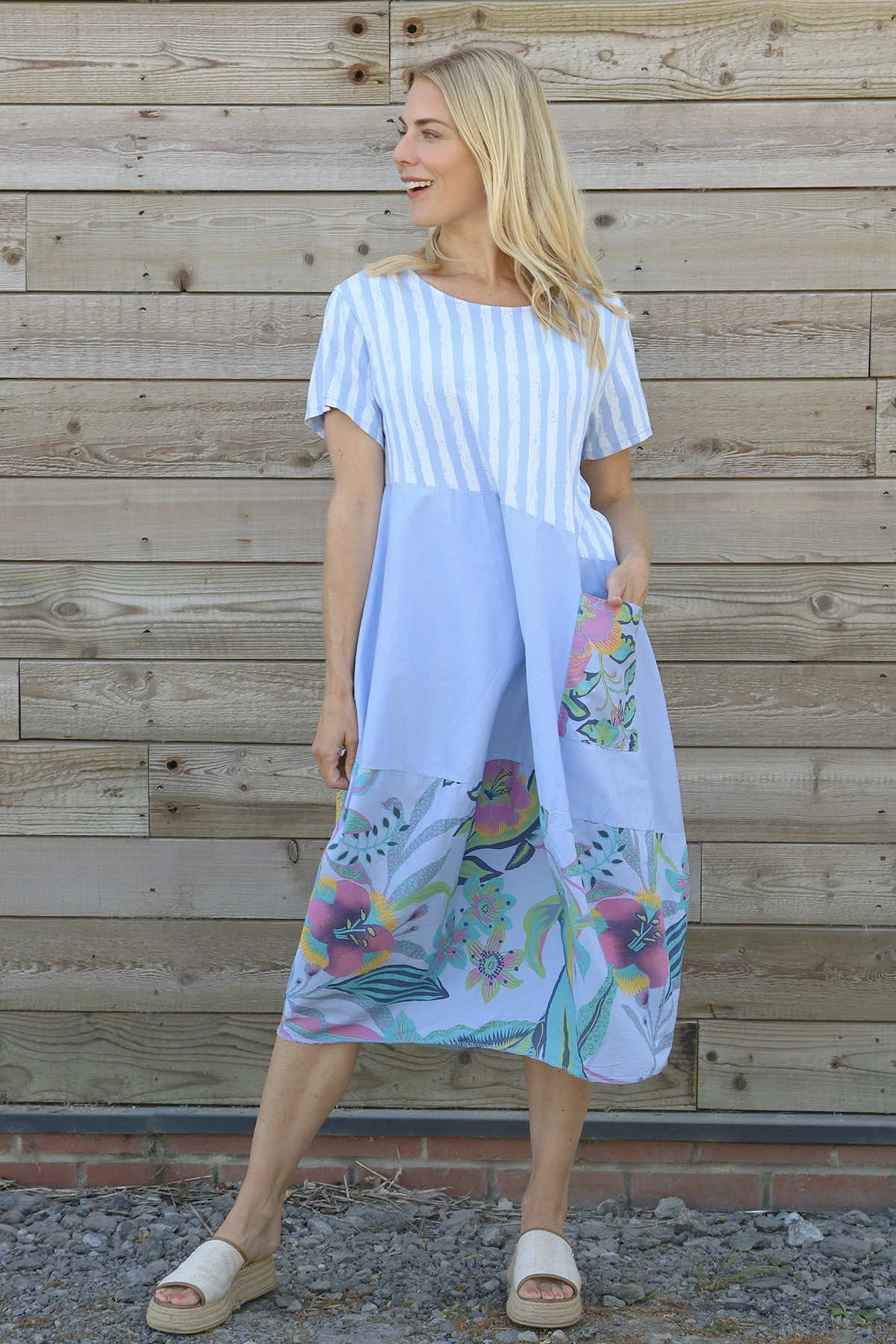 Ayah Print Cotton Dress Light Blue 3 Ayah Print Cotton Dress Light Blue