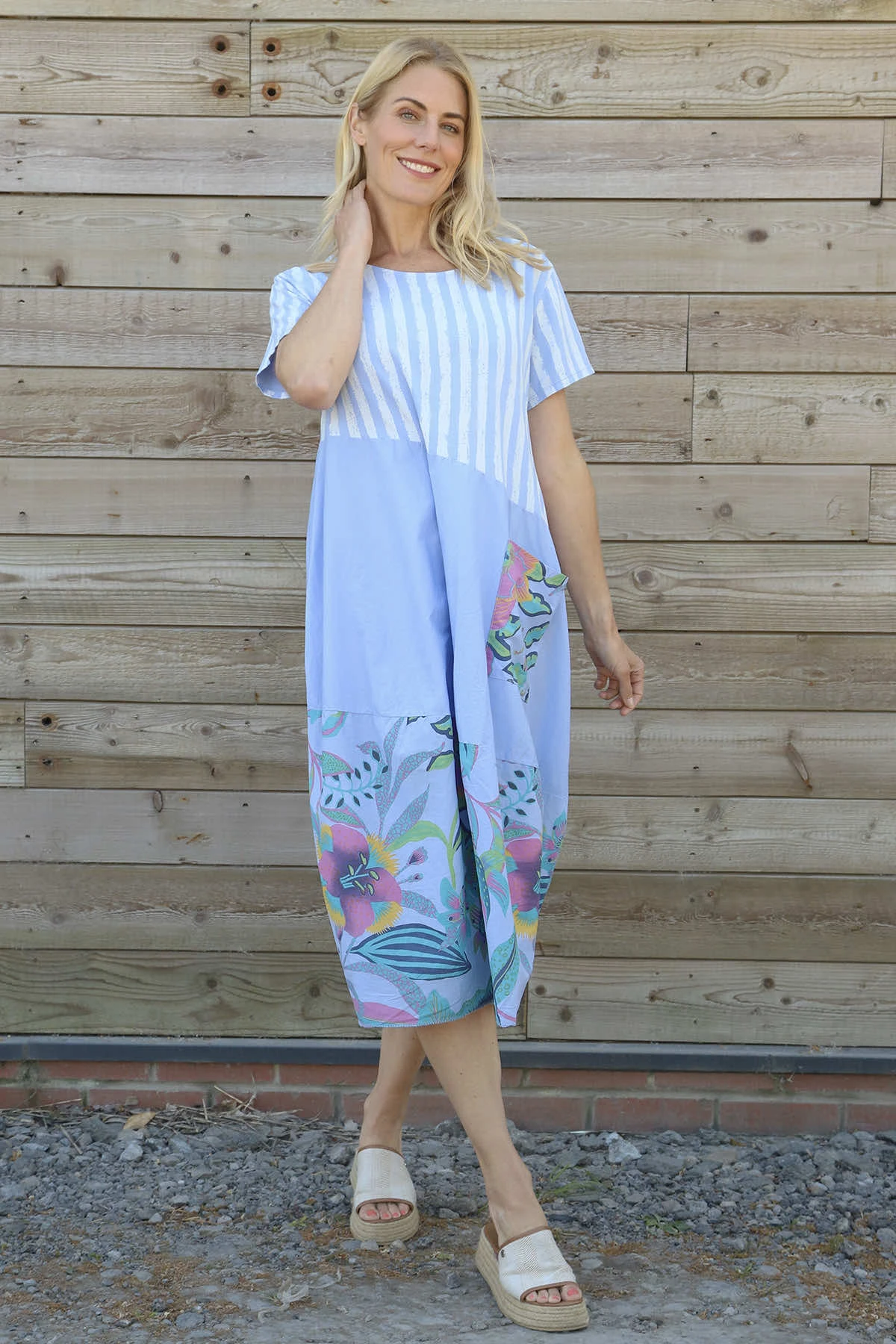 Ayah Print Cotton Dress Light Blue 4 Ayah Print Cotton Dress Light Blue - Image 2