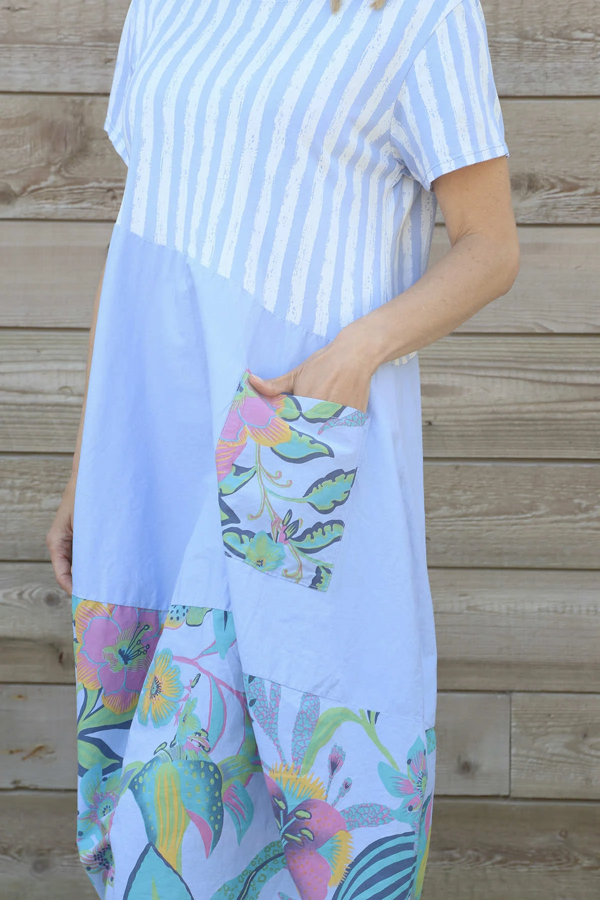 Ayah Print Cotton Dress Light Blue 5 Ayah Print Cotton Dress Light Blue - Image 3