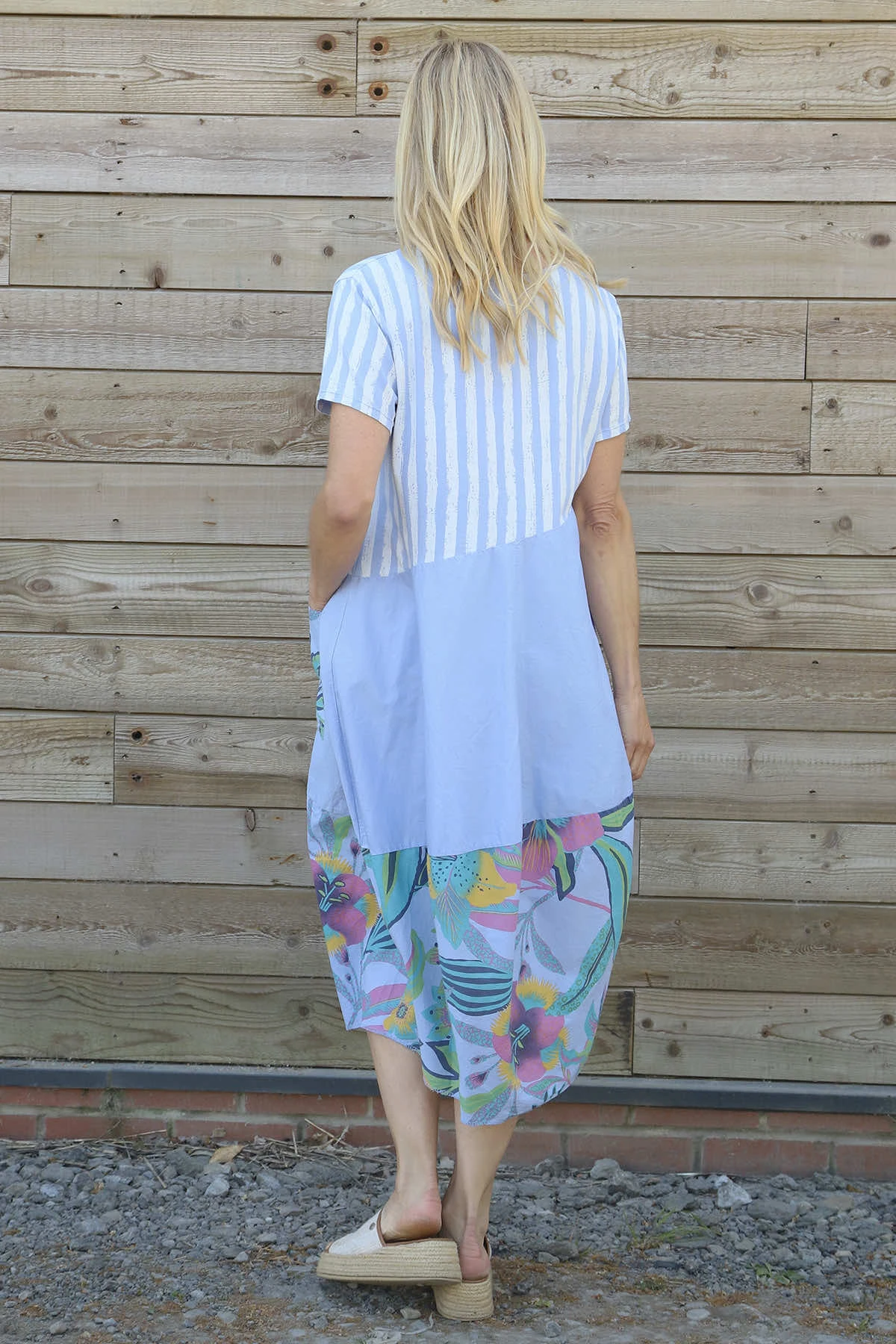 Ayah Print Cotton Dress Light Blue 6 Ayah Print Cotton Dress Light Blue - Image 4