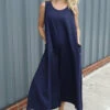 Lorina Sleeveless Linen Jumpsuit Navy -Kitandkaboodal Store IMG 2027 257c951a f8ff 45fd 8884 ae001d9332fa