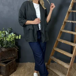 Becklyn Linen Jacket Charcoal