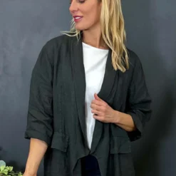 Becklyn Linen Jacket Charcoal -Kitandkaboodal Store IMG 2032 b63c88d6 fe0c 4948 ab9f 52f7c17fdee4