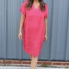 Alondra V-Neck Linen Dress Fuchsia 1 Alondra V-Neck Linen Dress Fuchsia -Kitandkaboodal Store IMG 2047 f6961029 3cbc 4992 907b 8d6f5fc72e29