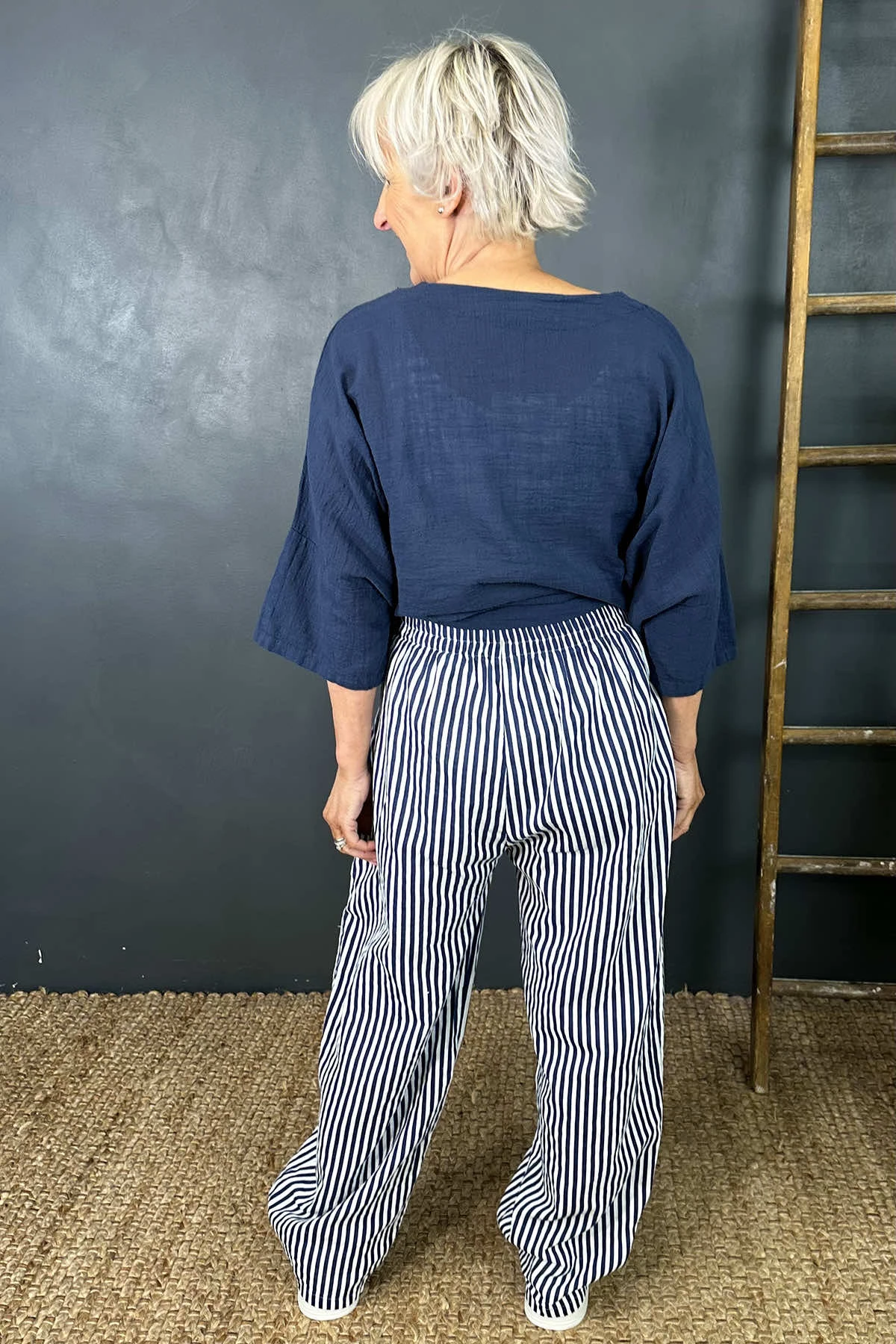 Nina Stripe Linen Trousers White 6 Nina Stripe Linen Trousers White - Image 4